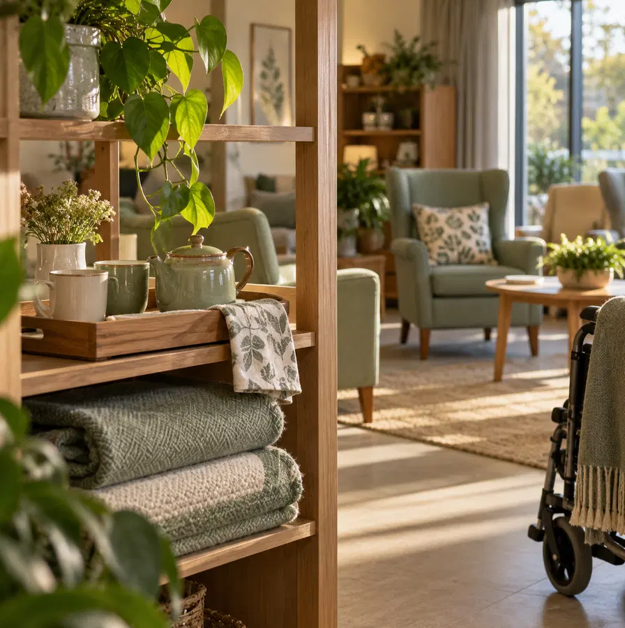 Illustration of care service businesses equipment and workspace